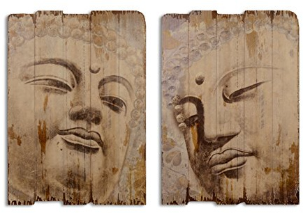 Holzbild Wandbild Holzdruck 2er Set Buddeha Asien 70x50 cm