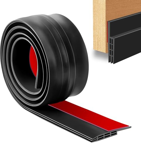 YOUSHARES Draft Excluder Tape - Brush Door Seal Strip Rubber Insulation Tape Soundproofing Frame Draught Excluder (Black)