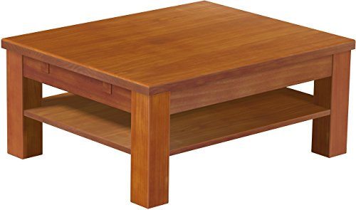 B.R.A.S.I.L.-Möbel Brasilmöbel Couchtisch Rio Classico 90x73 cm Kirschbaum mit Ablage Wohnzimmertisch Holz Tisch Pinie Massivholz Stubentisch Beistelltisch Echtholz Größe und Farbe wählbar