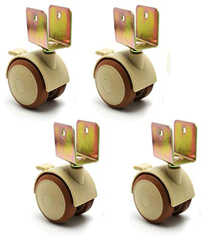 Geovne Lenkrollen 2,Möbelrollen mit Bremse,Rollen fur Kinderbett mit Schrauben,U-Förmige Halterung 20mm/22mm/25mm,Gummirollen 4 Stück (fold-20mm)