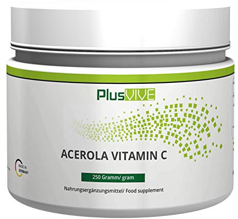 Plusvive Acerola Pulver mit 25% natürlichem Vitamin C - 250 g - ohne Zusatzstoffe, 250 g