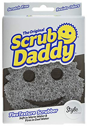 Scrub Daddy Smiling Scrubber, Grey - Scratch-Free Multipurpose Dish Sponge - BPA Free & Made with Polymer Foam - Stain & Odor Resistant Kitchen Sponge (1 Count)