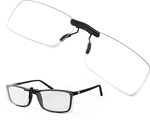 FONHCOO Clip on Blue Light Blocking Glasses Womens Mens Over Prescription Glasses Frameless Lens Computer Gamer Eyeglasses Transparent
