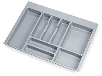 Emuca - Besteckorganisator, Schubladenorganisator für die Küche, Besteckkasten 636x482mm, 8 Fächer, Modul 70 cm, Kunststoff, Grau