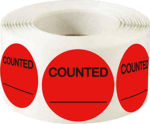 Round Counted Stickers 2 Inch Counted Inventory Control Labels for Shipping and Inventory 500 Pcs Adhesive Counted Labels Rounds Circle Counted Stickers for Round Adhesive Writable Inventory Control