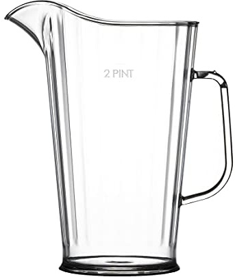 We Can Source It Ltd - 2 Pint Rigid Polycarbonate Jug Pitcher with CE Marked Design – Reusable Unbreakable Clear Plastic Jug for Beer, Water, Juice & Cocktails – Durable, Dishwasher Safe Barware
