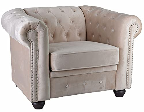Palazzo Fha083 Chesterfield Club Fauteuil en velours style rétro