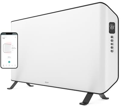 Duux Edge Smart 1500W Elektroheizung Energiesparend - Elektro Konvektor Heizung Elektrisch - Heizlüfter Badezimmer - Heizkörper mit Thermostat - Elektrische Heizgeräte für Räume bis zu 20m² - Weiß