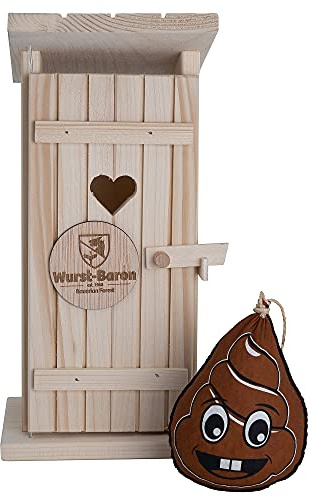 WURSTBARON® Haufen Smiley mit Holzklo, leckere Salami im witzigen Design, hochwertige Qualität und rauchiges Aroma, lustiges Geschenk, 240 g