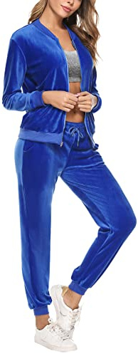 Irevial Jogginganzug Damen Velours Trainingsanzug Set Reißverschluss | Langarm Hausanzug, Lang Zweiteiler, Zipper Freizeitanzug, Weicher, mit Taschen, Warme, für Sport Freizeit Casual Alltag