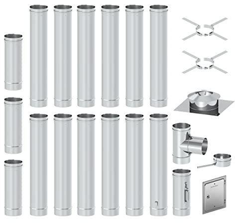 H&M Germany EW FU Edelstahl Sanierungsbausatz 13m Ø130mm 0,6mm Materialstärke Schornstein Kamin Einwandig Sanierung für gemauerten Kamin
