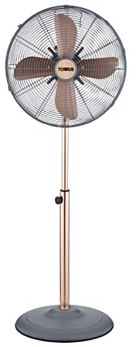 Tower T643000G Cavaletto 16” Metal Pedestal Fan with 3 Speed Settings and Copper Motor, 50W, Rose Gold and Grey
