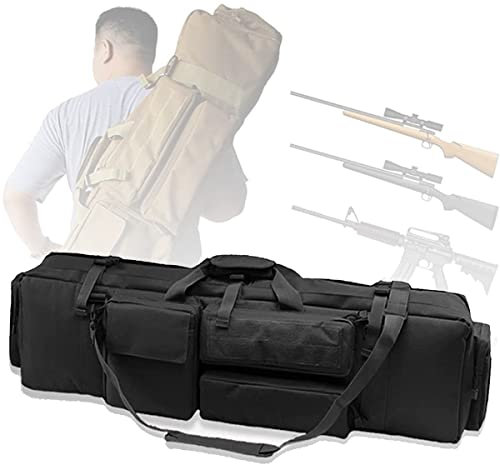 kubeier Weiche Gewehrkoffer Taktische Doppelte Lange Weiche Gewehrkoffer-Gewehr mit Umhängetasche 100 cm/39 Zoll 600D Oxford Tuch Tactical Range Bag Shotgun Aufbewahrungstasche,Black