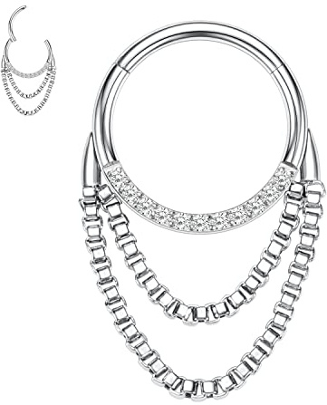 hengkaixuan 16G Septum Clicker Ring 316L Daith Ohrringe Rook Piercing Conch Jewe;ry Nasenring Hoop Higned Segment Seamless Clicker Ring Knorpel Tragus Helix Piercing Schmuck Kleine Creolen