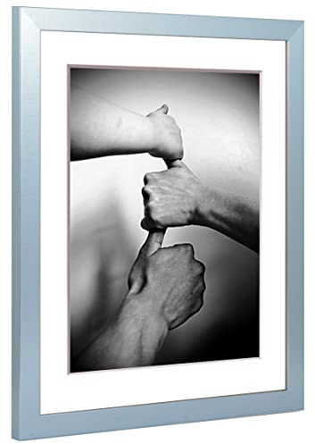 Cornice portafoto Alice con passepartout e vetro acrilico, colore blu, cornice in 70 x 100 cm, dimensioni immagine 60 x 90 cm