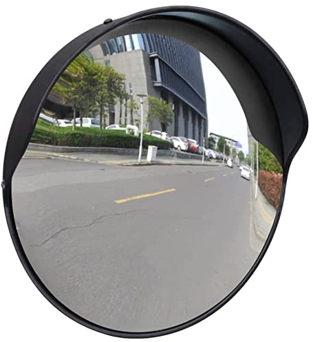 BULANED Verkehrsspiegel, Ausfahrt Spiegel, Konvexer Spiegel, Spiegel Ausfahrt, Traffic Mirror, Einparkhilfe Garage, Konvex PC-Kunststoff Schwarz 30 cm Outdoor