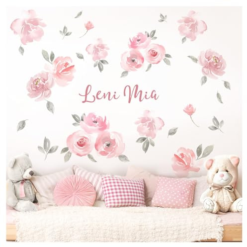 Little Deco Wandtattoo Blumen und Blätter mit Wunschname DL5012 M
