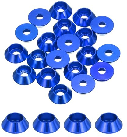 QUARKZMAN Rondelles Coniques M3, Rondelles de Tête de Goupille en Aluminium Anodisé pour Vis RC/FPV/PC/Drone/Pièces de Modèles d'Accessoires Mécaniques, Lot de 20 (Bleu Foncé)