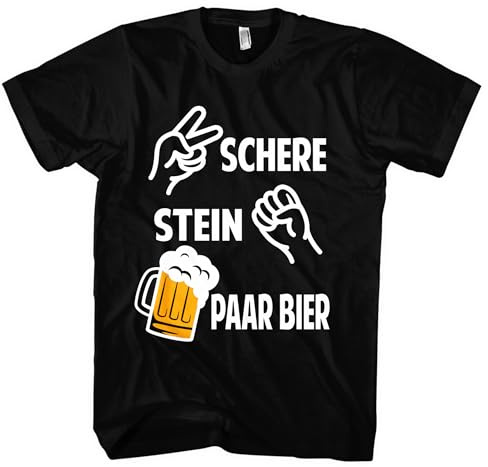 Stein, Schere, Paar Bier Herren T-Shirt | Sprüche T-Shirt Männer Mallorca Party Saufen Tshirt Alkohol Shirt Herren Beer