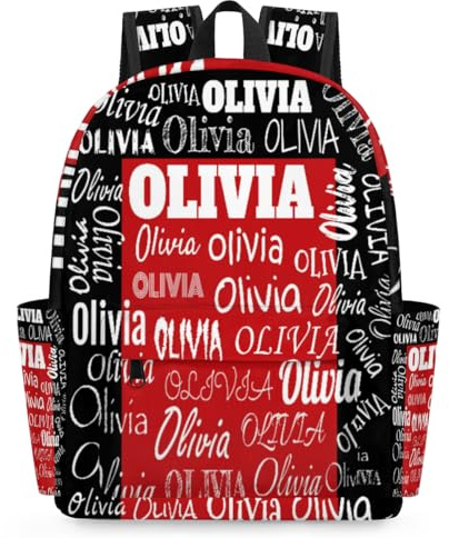 KFNHN Custom Backpack Personalized Backpack, Customize Your Text Name Logo Waterproof Book Bag for Students Girls Black Red Color