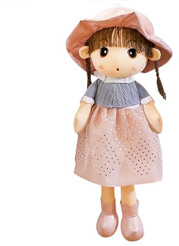 JIAHG Weiche Puppe Kinder Plüschpuppe Mädchen Kuschelpuppe Baby Stoffpuppe zum Spielen und Kuscheln, Spielzeug Püppchen, Geschenk zur Geburt und Taufe,45cm