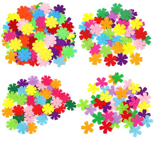 Filzblumen, Stoffblumen, Verzierungen, kleine Filz, Scrapbooking, Kleidung, Blumen, bunte Blumenaufnäher, Applikationen mit Löchern für Taschen, Schuhe, 160 Stück