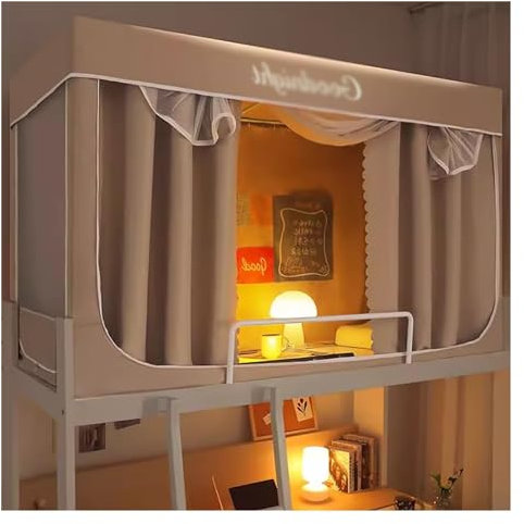 Generisch Bettzelt, Doppelbett, Sichtschutz im Schlafsaal, Etagenbett für den Innenbereich, mit Halterung, für Kinder/Erwachsene und tragbar, für Mädchen/Jungen, Khaki, 190CMx90CMx90CM, Minimalistisch
