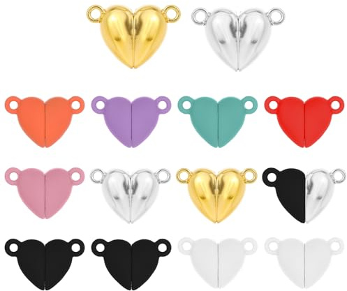 COMNICO 14 par magnetlås hjärta magnet smyckeslås halsband förlängning för gör-det-själv armband halsband smyckestillverkning tillbehör