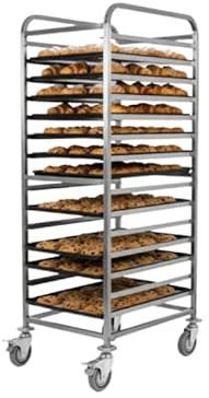 Chariot Pâtissier INOX 15 Niveaux - Échelle Pâtissière Professionnelle 60 x 40 cm - Roues Pivotantes avec Freins - Design Rétractable pour Boulangers et Traiteurs