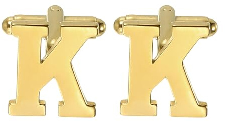 PATIKIL 26 Buchstaben A-Z Anfängliche Manschettenknöpfe mit Box Goldton | Alphabet Buchstabe K Manschettenknöpfe, für Männer Vater Ehemann Hochzeiten Geschenk Geschäft Geburtstag