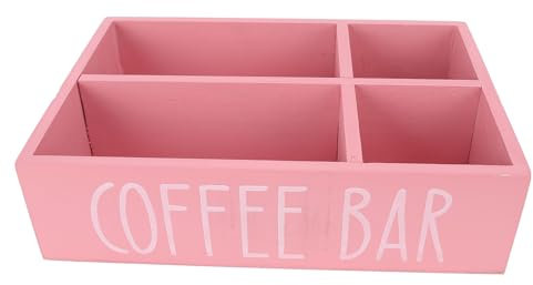 Kaffeebar-Organizer, Hölzerner Kaffeestations-Organizer mit Trennwand für die Arbeitsplatte in der Küche, Teebeutel, Kaffeepadhalter (Rose)