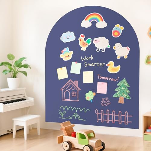 OMKSIH Magnetischer Wandaufkleber für Kinder, 101,6 x 81,3 cm, magnetische Kreidetafel, Aufkleber, Magnet-Kreidetafel zum Abziehen und Aufkleben, selbstklebende Tafel, multifunktional, für Spielzimmer