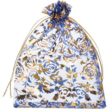 sourcing map Organza-Beutel, 10,2 x 15,2 cm, durchsichtige Netzbeutel mit Blumenherz, Kordelzug, Geschenkbeutel, Großpackung, Partybeutel, Schmuckbeutel für Hochzeit, Süßigkeiten, Valentinstag