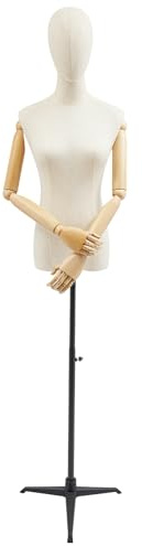 Xigner Schaufensterpuppe Weiblich Torso, Schneiderpuppe Damenbüste Mannequin mit Metallständer 140-190cm verstellbar, Schneiderbüste für Kleidung, Abendkleider, Schmuck und Nähen (Schwarz, Durschnitt)