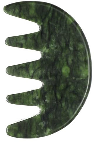 VALICLUD 2 Stück Jade Massagekamm Natürlicher Gesichts Trockenstein Multifunktionales Massagegerät Shape Ups Reflexzonenmassagekamm Mit Griff Fünf Finger Massagekamm Massagebürste