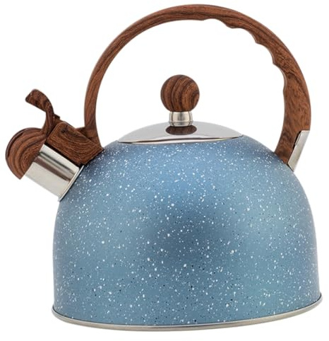 TIDTALEO Tetera Casera de Acero Inoxidable Azul de 2,5l Silbato, Resistencia Corrosión y Diseño Antiquemaduras para Cocina Segura