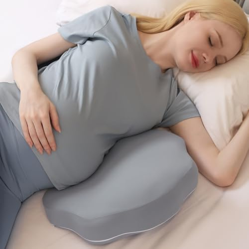 Chilling Home Pregnancy Pillows for Sleeping, Memory Foam Maternity Pillow for Belly, Back, Adjustable and Portable Travel Wedge Pillow for Side Sleepers (Grey, Height 10cm)