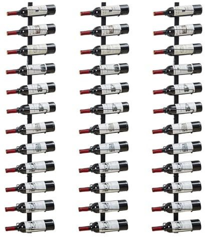 Sonyabecca 3 Pack 12 Bottle Wall Wine Rack, DIY Wine Rack Wall Mounted, Wall Mounted Wine Rack,Display Holder Used as One or Four, for Kitchen, Dining Room, Bar, Wine Cellar