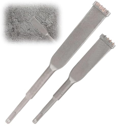 2PCS SDS Plus Brick Removal/Masonry Chisel, 20+25cm Comb SDS Chisel Bits for Tile Concrete Corner Stone, Carbide-Tipped Heat-Treated Flat Blade for Brick Removal, Cavity Inspection and Mortar Work