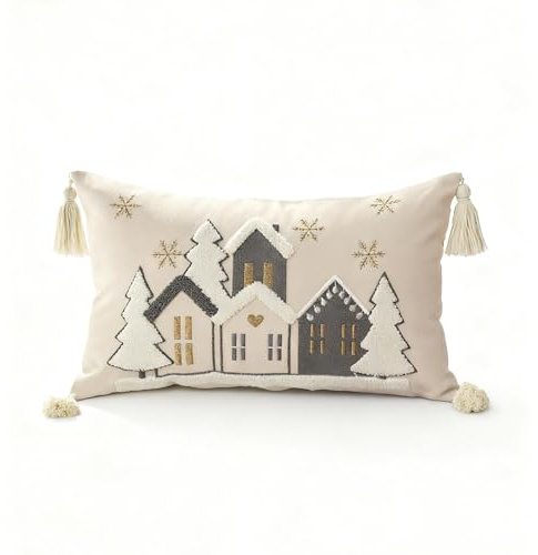 Dujuanus Kissenbezug Weihnachten, Weihnachtliche Kissenbezüge, Leinen Weihnachtskissenbezüge, Weihnachtskissen, Deko Für Schlafzimmer Wohnzimmer Sofa (30x50cm)