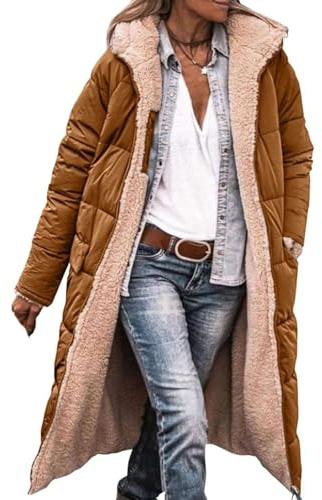 Genérico Plumas Chaqueta Mujer Ligeros Largos Abrigos Acolchada Plumífero Ultraligera Invierno Jacket con Capucha Ligera Manga Larga Chaquetas Puffer Coat amaño Grande Viento Parker Grueso (12,M)