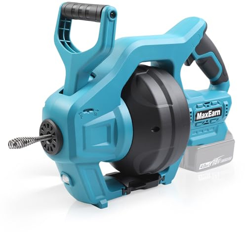 MaxEarn sladdlös rörrengöringsspiral, automatisk kompatibel med Makita 18 V batteri, 23,6 FT elektrisk rörrengöringsmaskin, avloppsrenare f. 19–85 mm, rörrensare avloppsspiral för kök badrum toalett