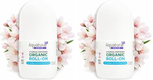 Aquatural Organic Deodorant for Men - Gentle Invisible Roll-On - Paraben-Free, Vegan & Cruelty-Free - Nurtures Sensitive Skin - Mens Natural (Pack of 2)
