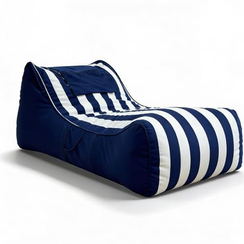 Aiire Puff Exterior Jardín con Relleno Incluido - Puf en Olefina Premium, Desenfundable y Lavable - Bean Bag Chair para Terraza, Piscina y Porche - Tumbona Lounge XXL Exterior Beige