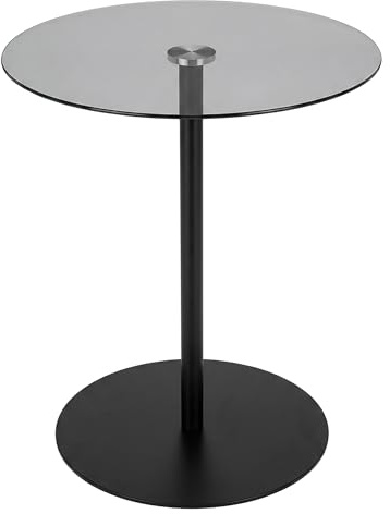 Spetebo Moderner Metall Beistelltisch rund mit Glasplatte – 43 x 40 cm – eleganter Couchtisch im Bistrotisch Design – schwarzer Dekotisch mit stabilem Standfuß für Wohnzimmer & Home Dekor