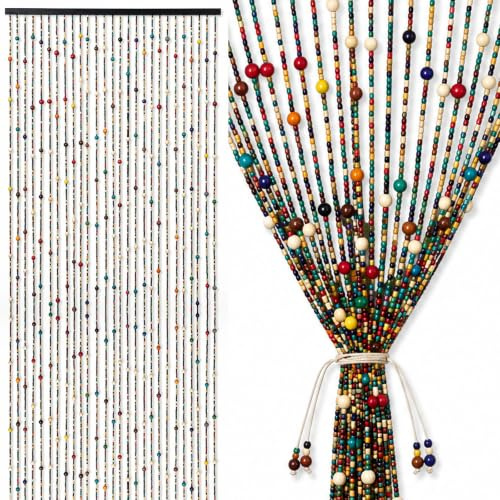 Tuxuzal Beaded Door Curtain 90x190cm, 27 Strands Bead Curtain for Doorways