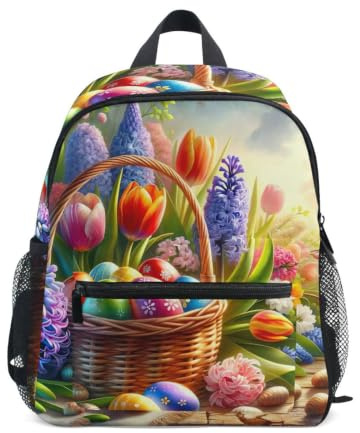 RPLIFE Påskkorg blommor småbarn ryggsäck för pojkar flickor, miniryggsäck, Påskkorg blommor, Medium, Coola ryggsäckar för fotboll