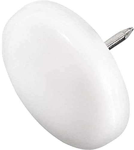 Adsamm® / 100 x Kunststoffgleiter mit Nagel/Weiß/Ø 30 mm/rund/Möbelgleiter mit Nagel/Möbel- und Bodenschutz in Adsamm® Qualität