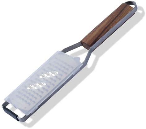 Fackelmann Etched Precision Hand Grater, Acacia Handle, Extra Coarse, 31cm | Razor Sharp Stainless Steel Grating Blade, Shredder For Potato Carrot Zucchini Cheese Cabbage, Anti-Slip Base, 31x7x1.9cm