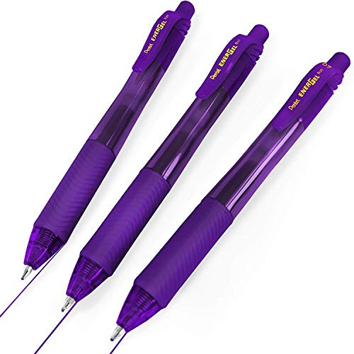 Pentel Energel X BL107 - Penne a sfera con inchiostro gel, retrattile, 0,7 mm, confezione da 3, colore: viola